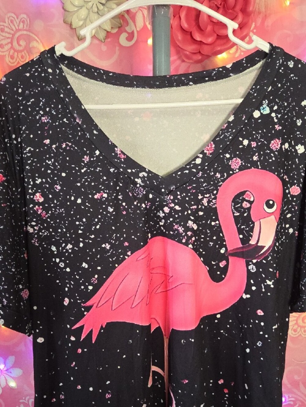 Source Unknown Black Top with Pink Flamingo Graphic - Picture 4 of 4